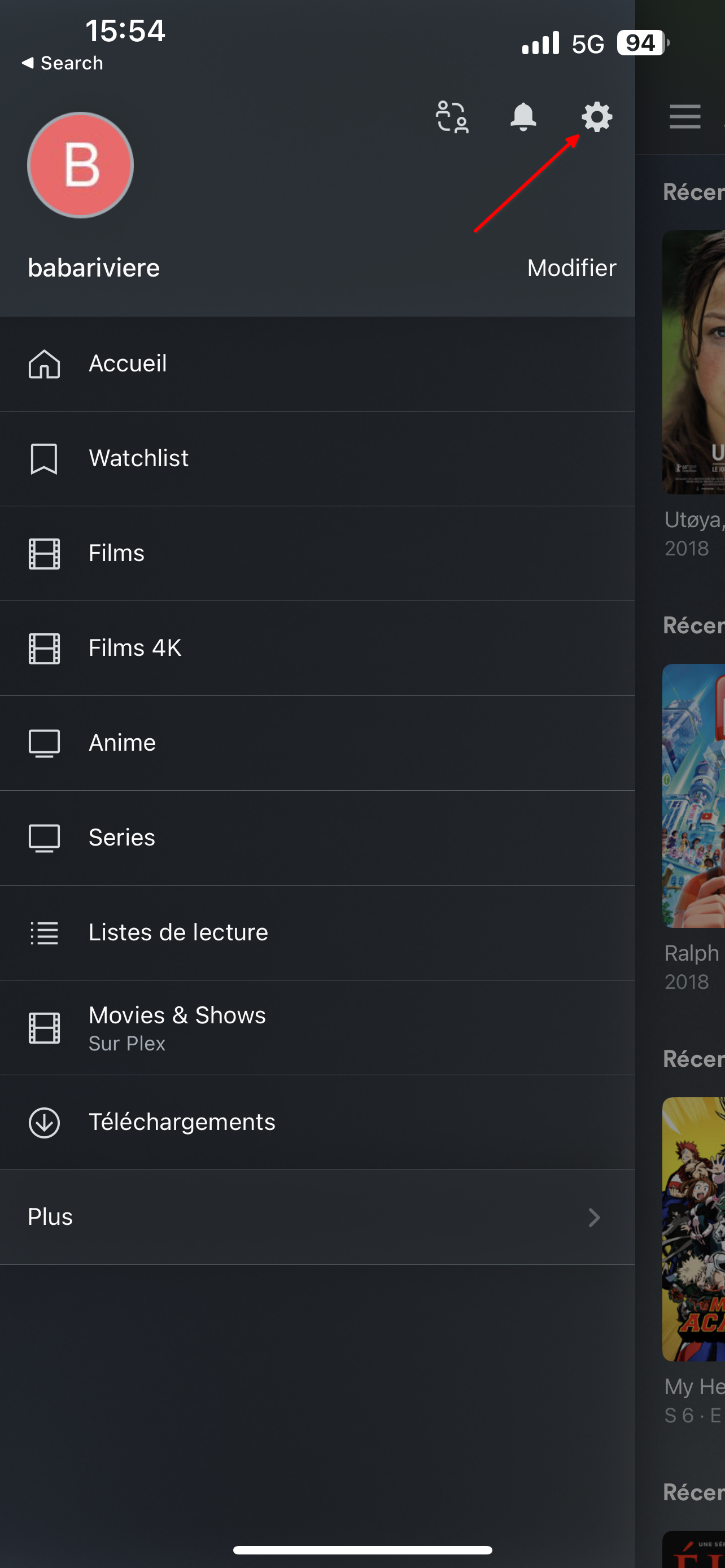 Ouvrir Paramètres